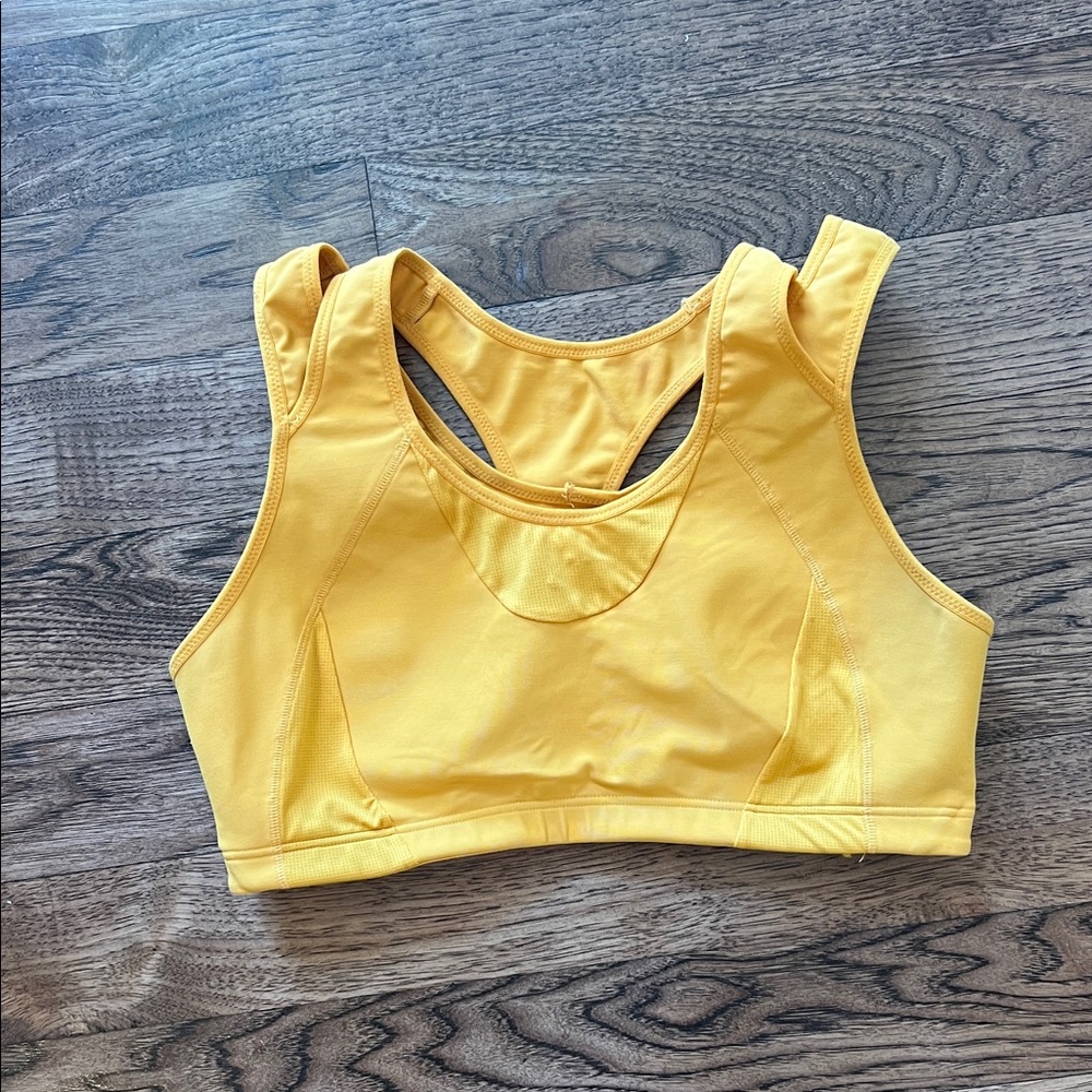 Yellow/Gold Cup Lined Thick Racerback Sports Bra